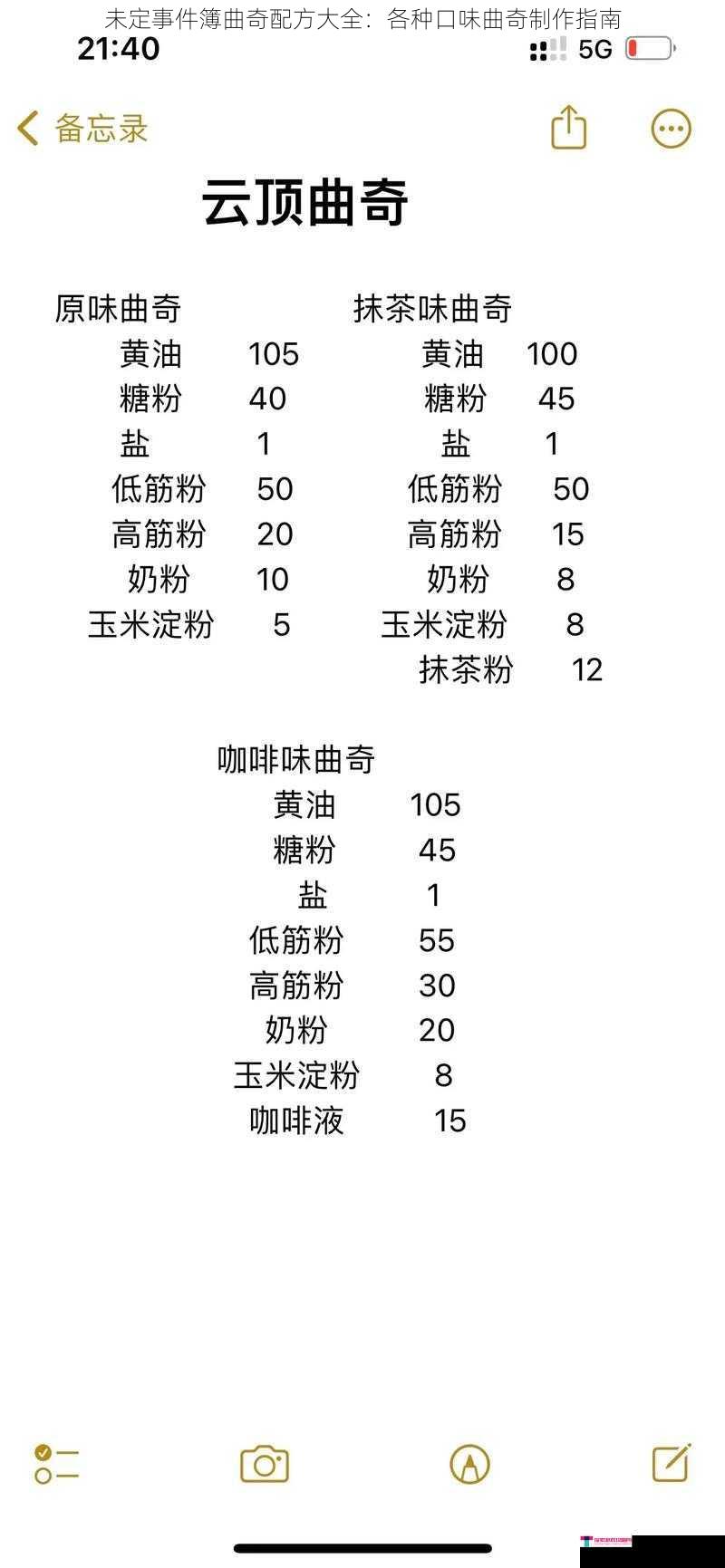 未定事件簿曲奇配方大全：各种口味曲奇制作指南