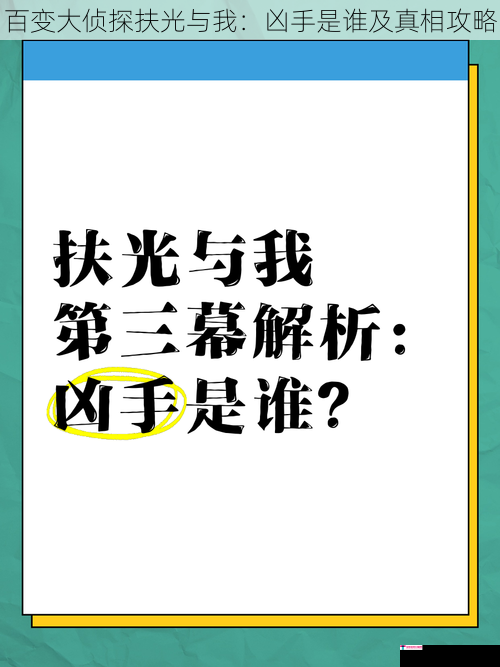 百变大侦探扶光与我：凶手是谁及真相攻略