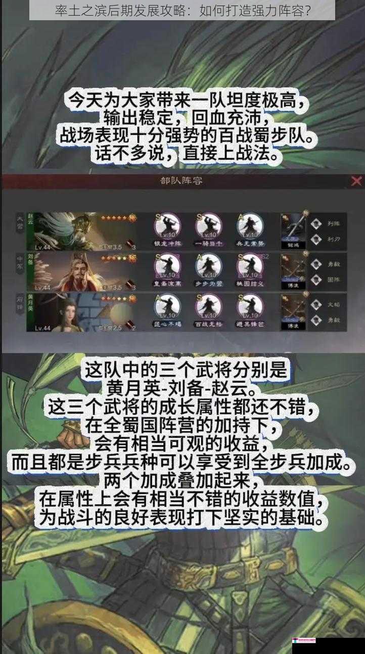 率土之滨后期发展攻略：如何打造强力阵容？