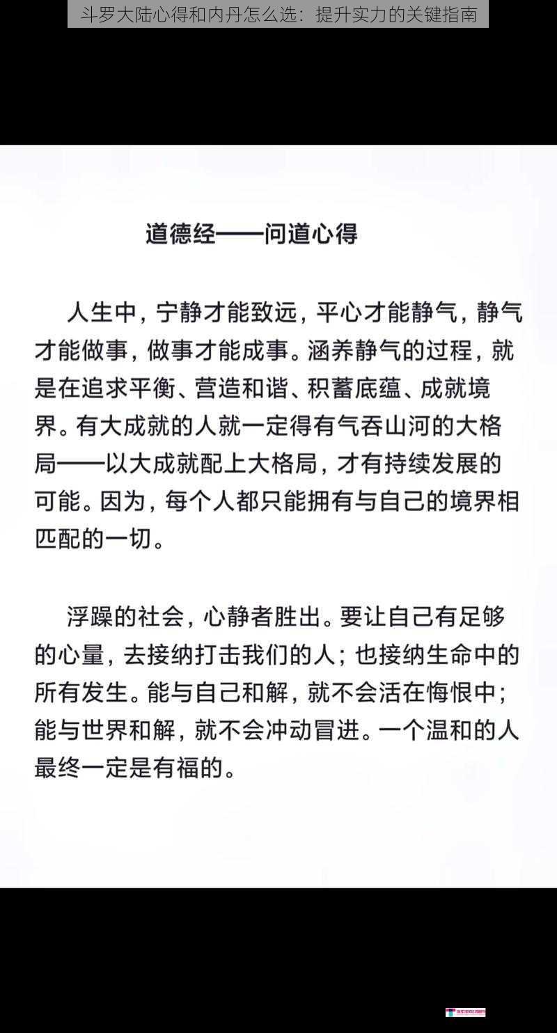 斗罗大陆心得和内丹怎么选：提升实力的关键指南