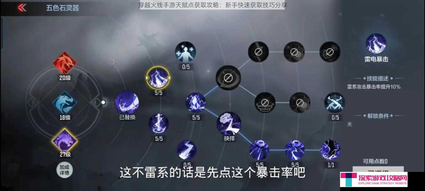 穿越火线手游天赋点获取攻略：新手快速获取技巧分享