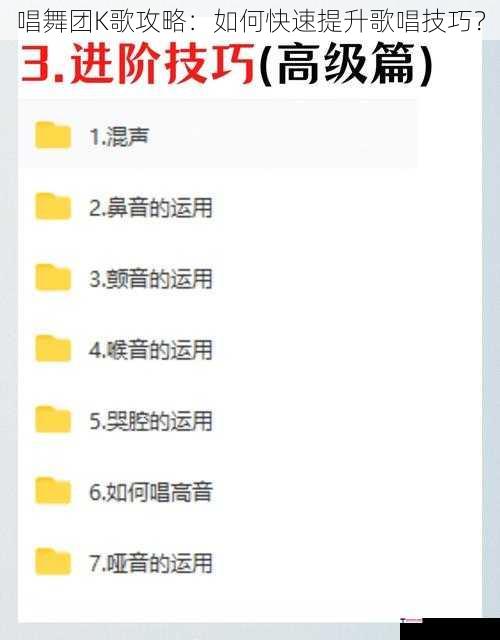 唱舞团K歌攻略：如何快速提升歌唱技巧？