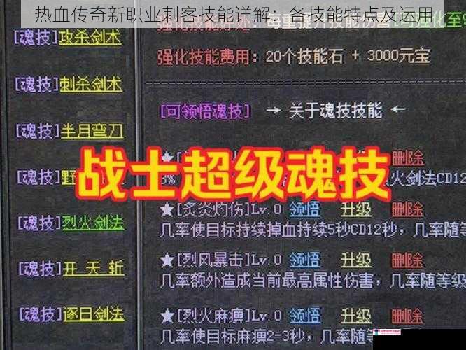 热血传奇新职业刺客技能详解：各技能特点及运用