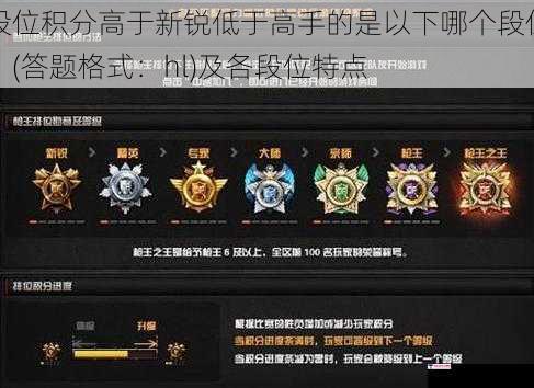 段位积分高于新锐低于高手的是以下哪个段位？(答题格式：hl)及各段位特点